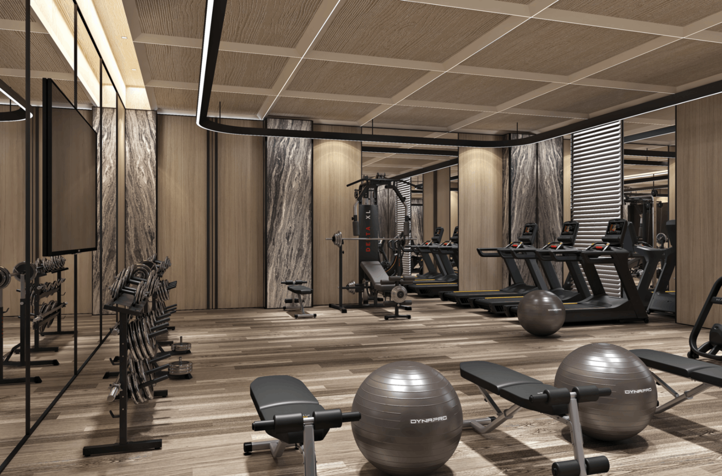 Modern fitness center at Vedam Homes Central Park Flower Valley Sohna